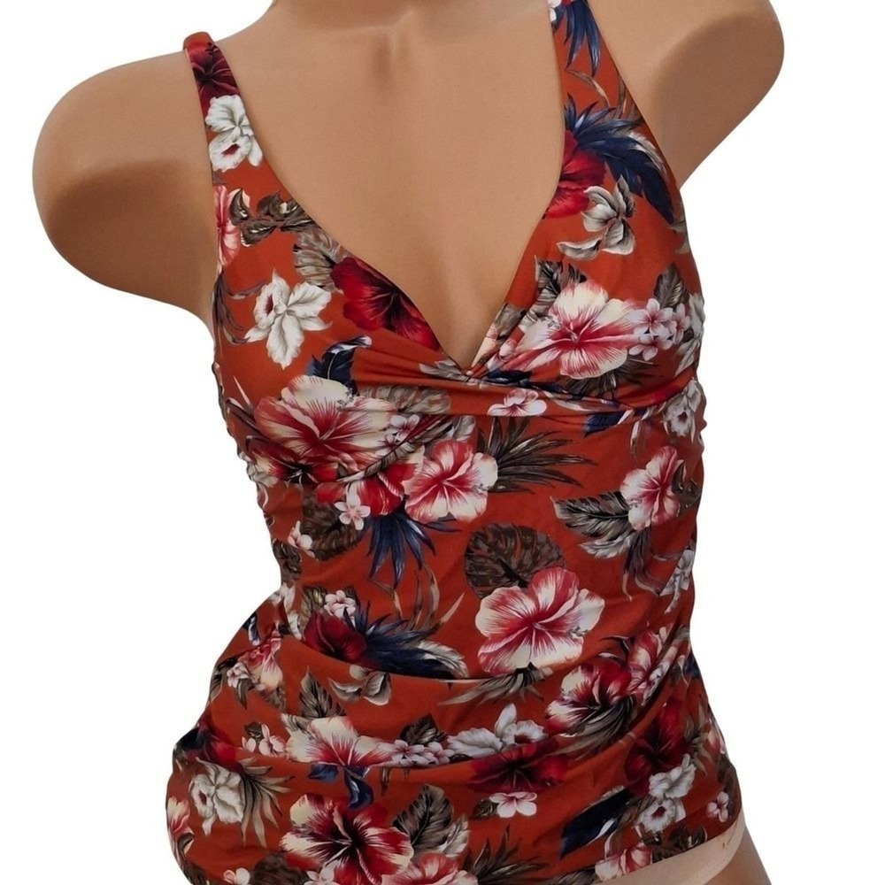 Tahiti Swim Tankini sz S Floral Tropical Swimwear Tank size 4-6 Swimsuit Top - Picture 4 of 11